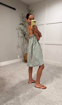 Jade Striped Dress | Green/Cream