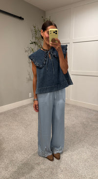 Addison Collared Denim Top