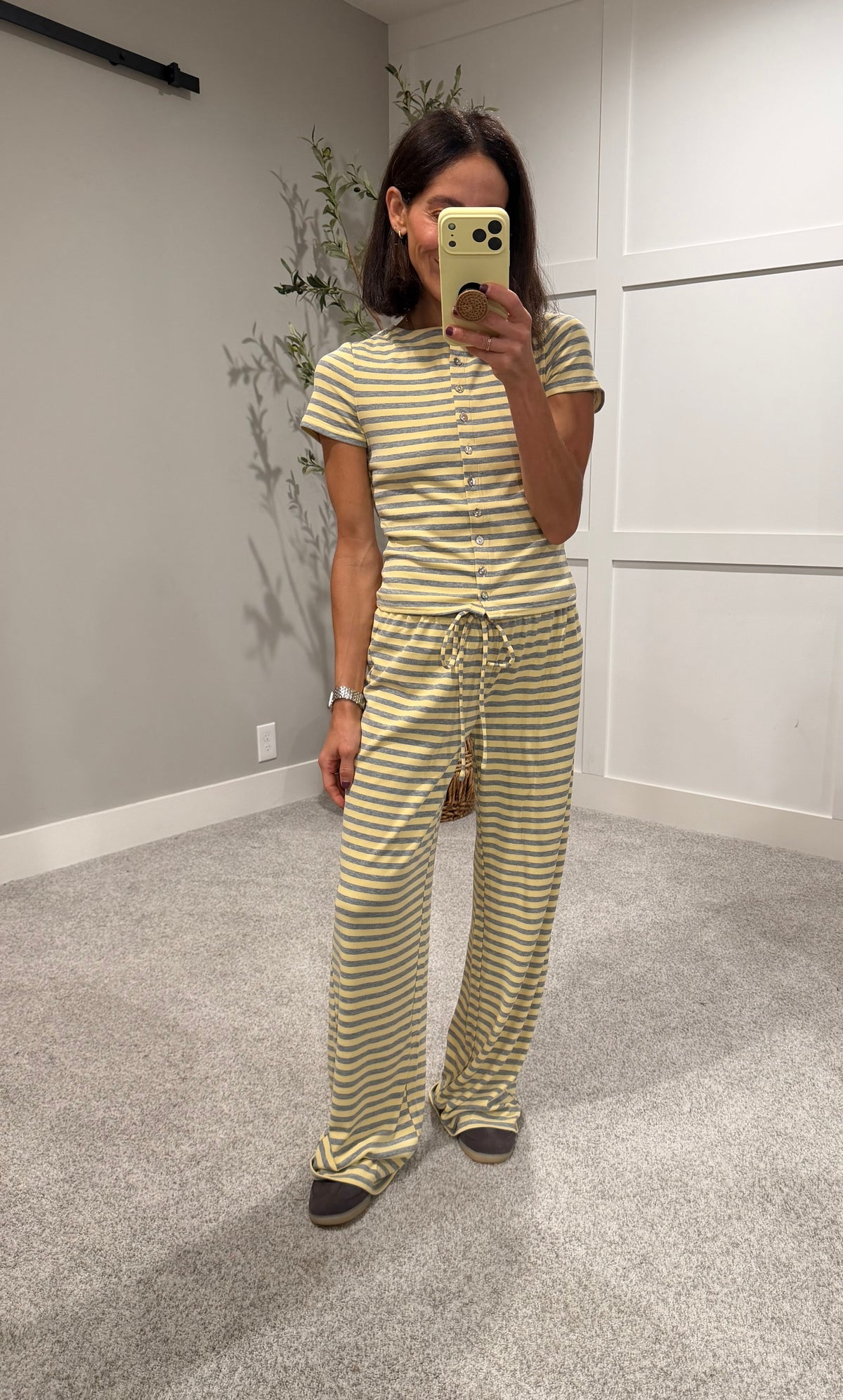 Ronnie Striped Set | Yellow/Grey