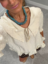 Wilder Cream Embroidered Collar Blouse