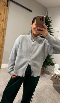 Two Way Zip Sweater Jacket | Grey