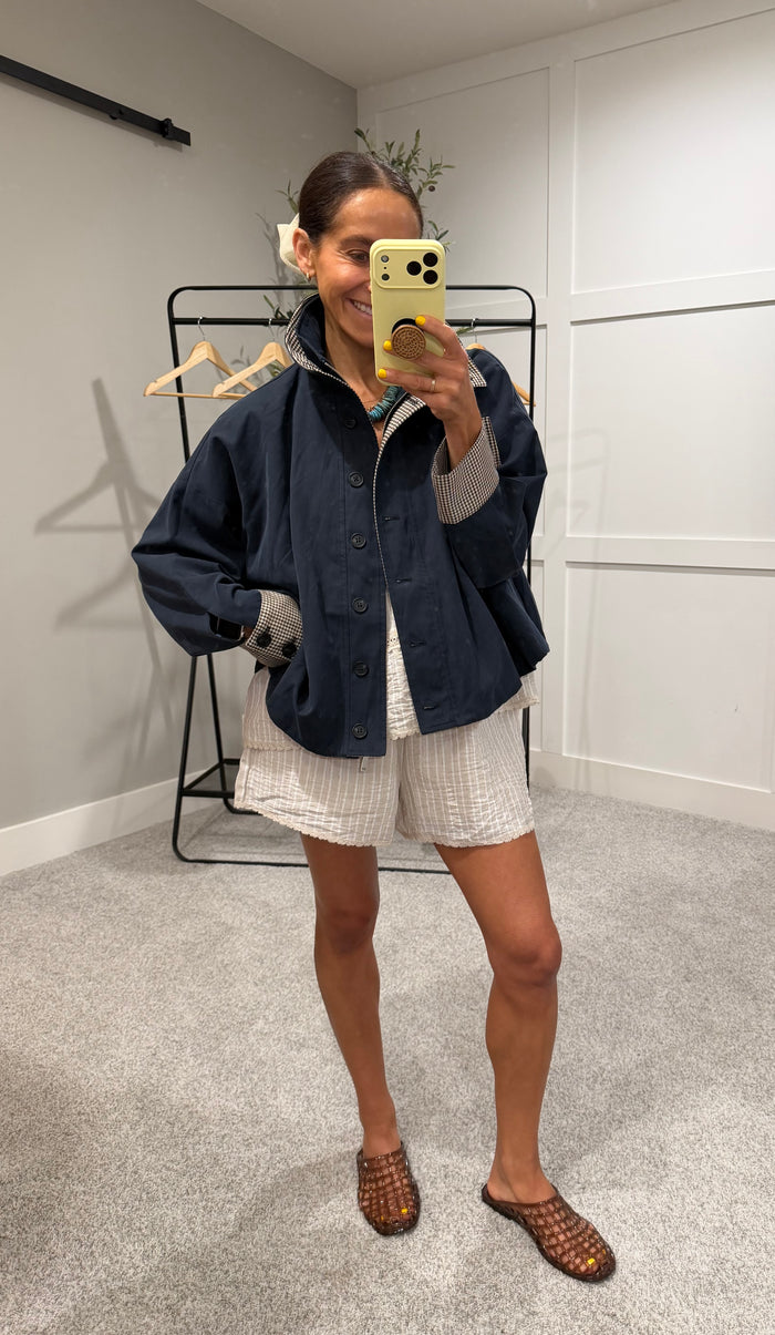 City Jacket | Navy/Plaid