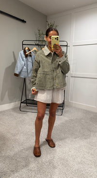 Tessa Gingham Collared Jacket | Olive