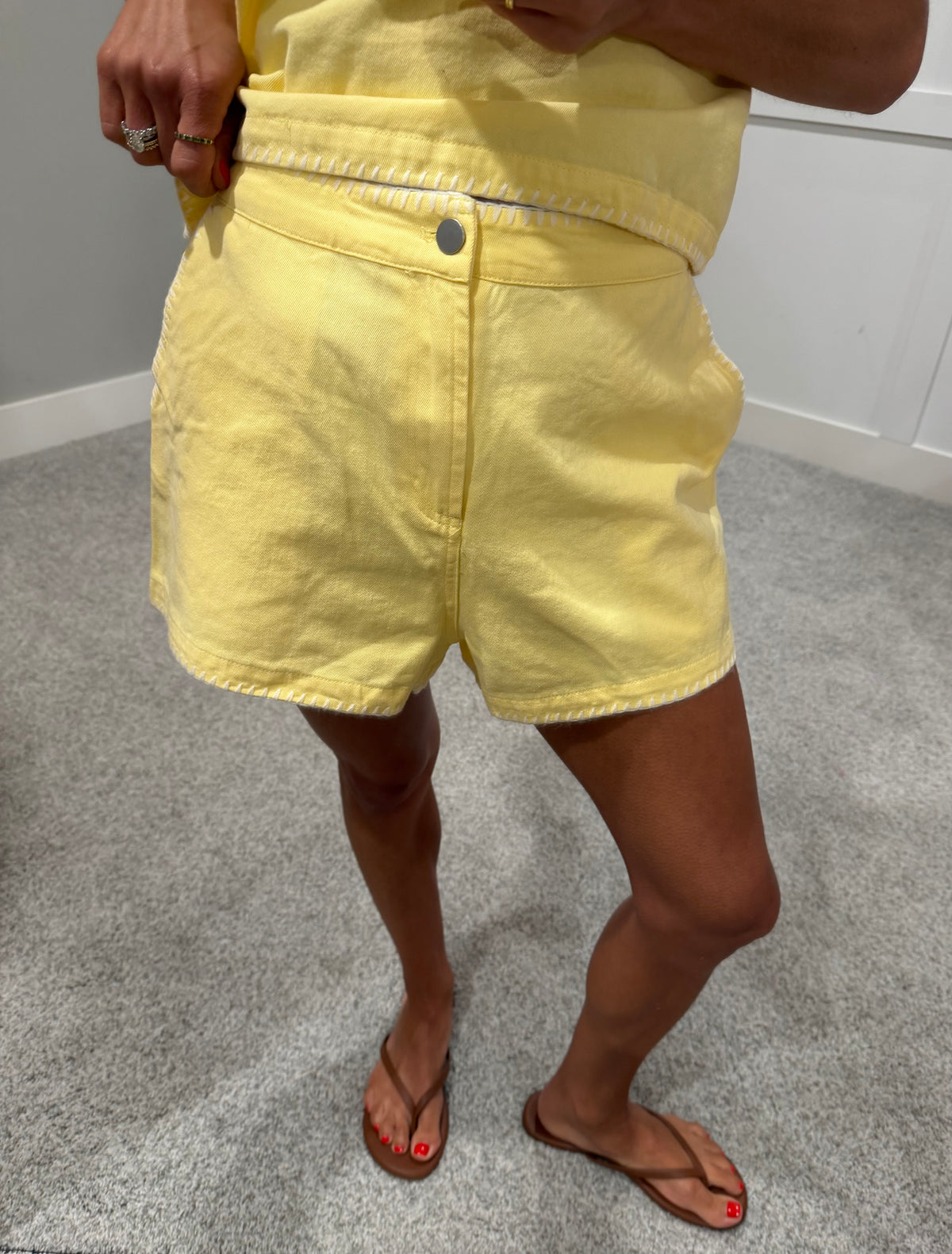 Whipstitch Cotton Denim Set | Butter Yellow