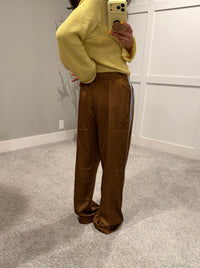 Adele Satin Track Pants | Brown/Light Blue