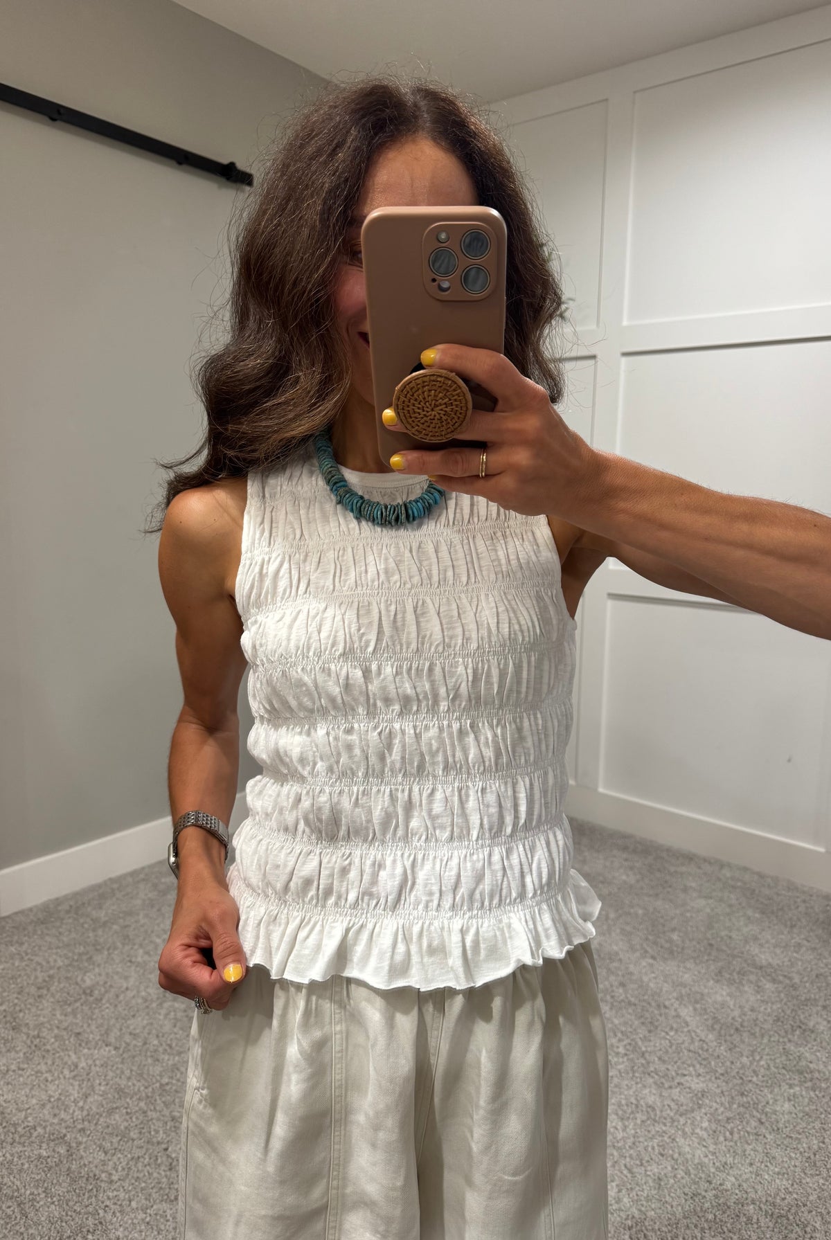 Elevated Smocked Tank | Off White