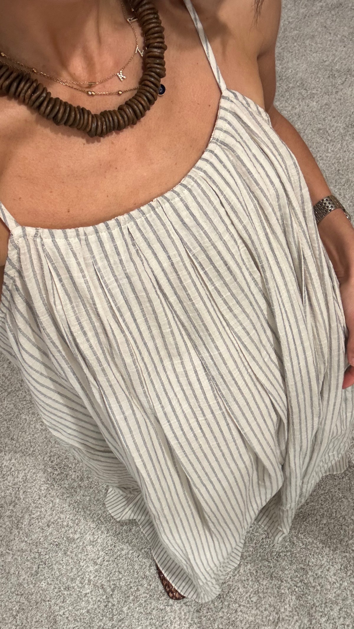 Coco Cotton Dress | Striped Natural