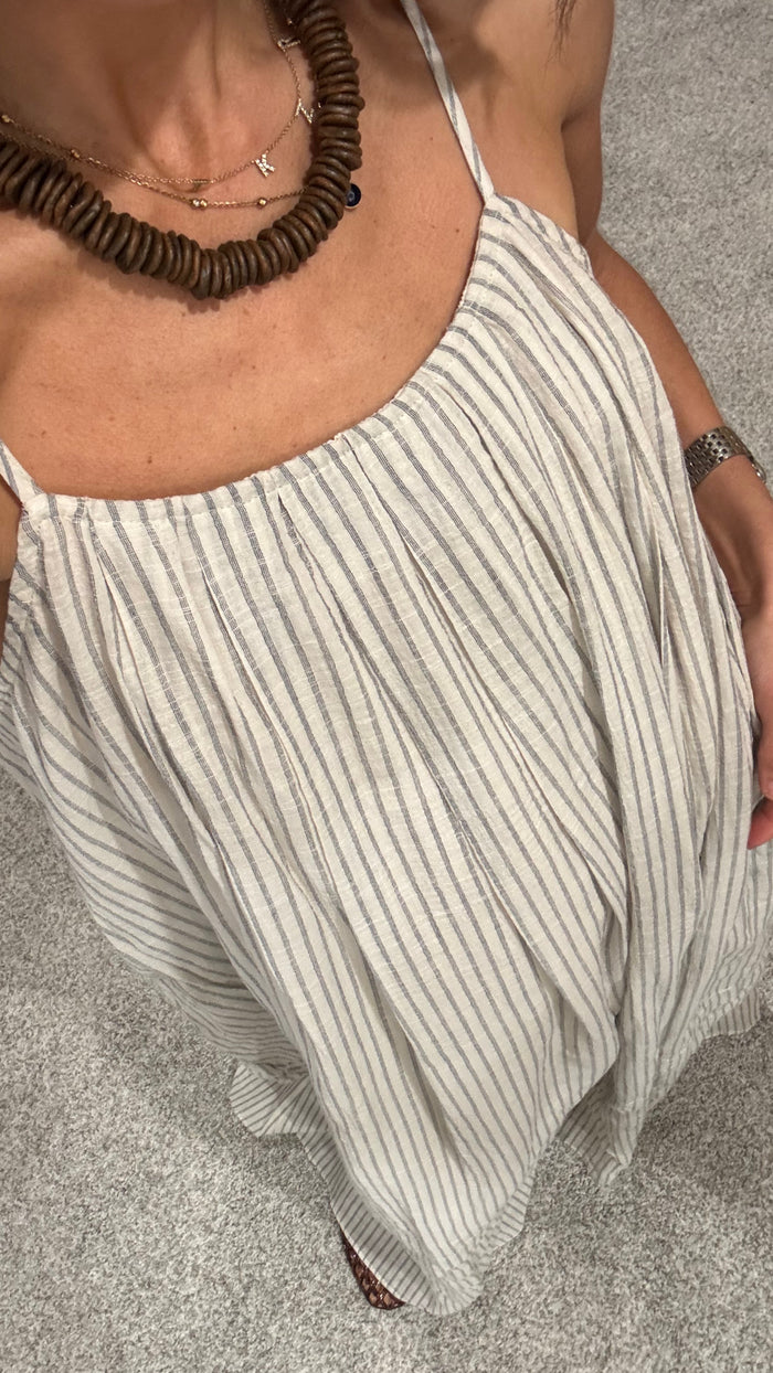 Coco Cotton Dress | Striped Natural