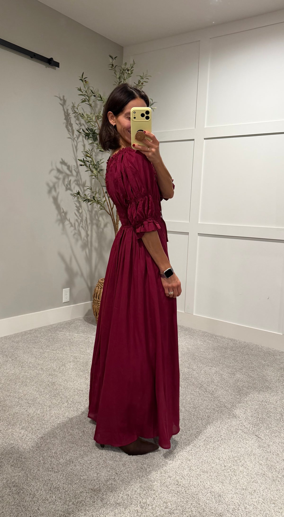 The Solana Smocked Dress | Burgundy