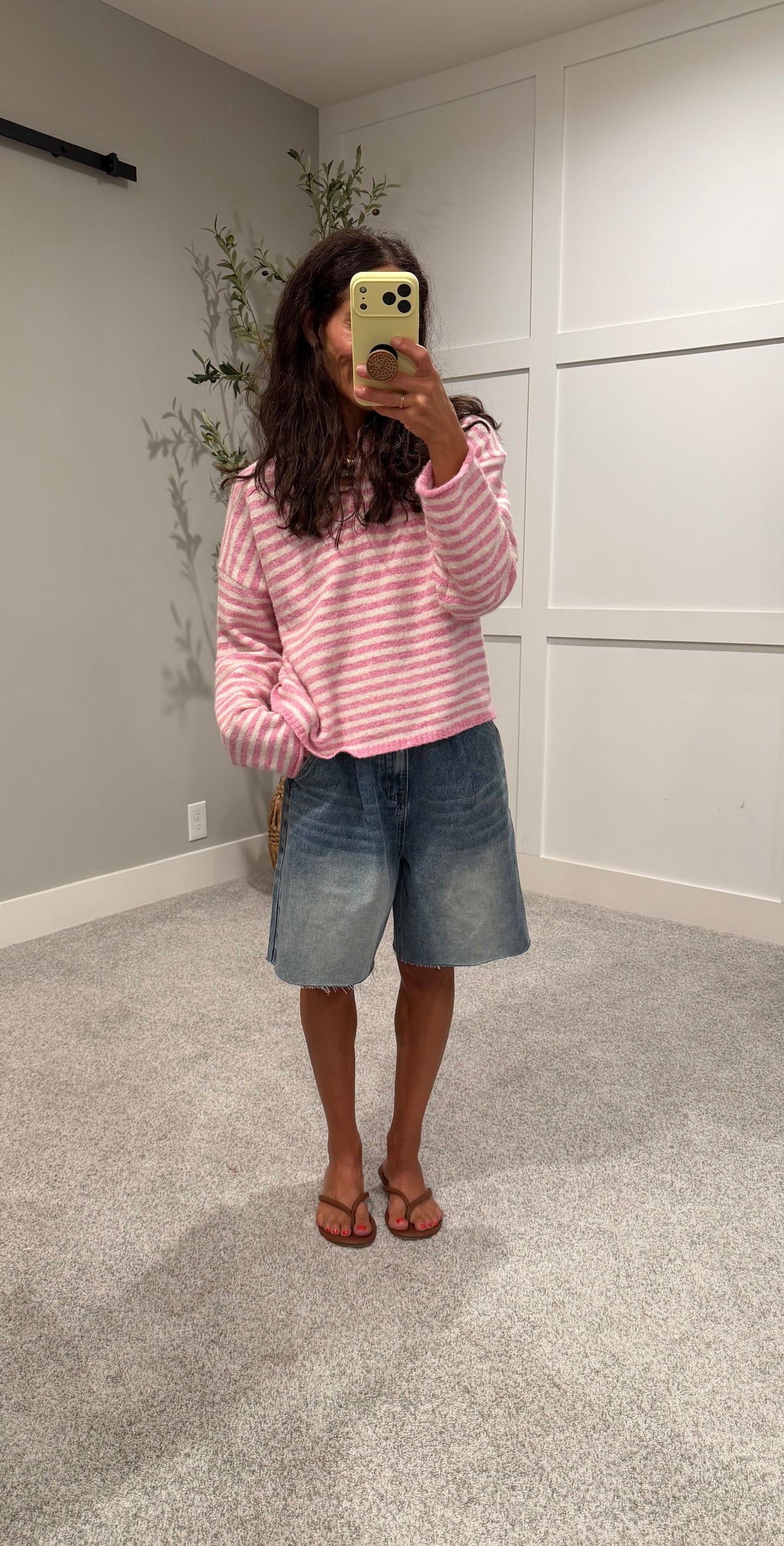 Piper Henley Striped Sweater | Bubblegum