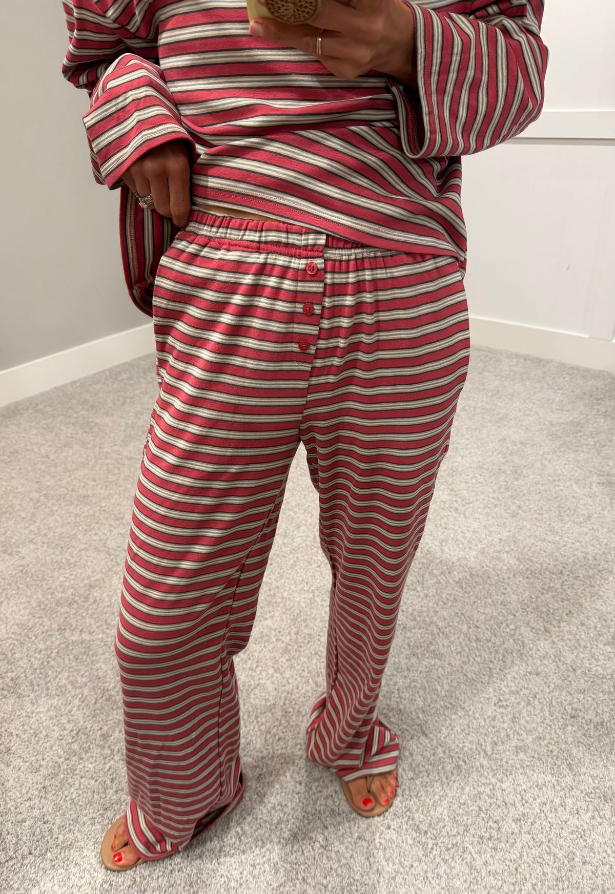 Whitney Striped Pants | Red