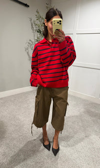 The Nora Sweater Polo | Red Striped