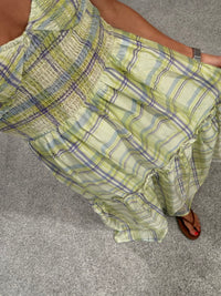 Maxine Plaid Maxi Dress | Lime