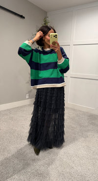 Marina Stripe Sweater | Green/Navy
