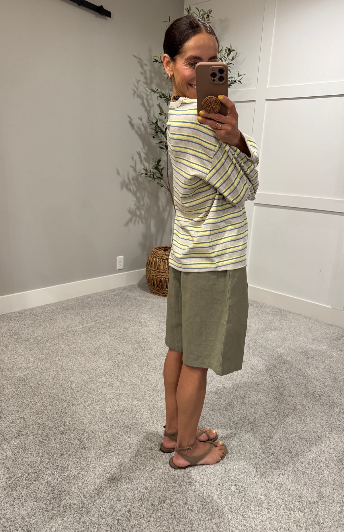Summer Striped Long Sleeve Top | Lemon + Blue