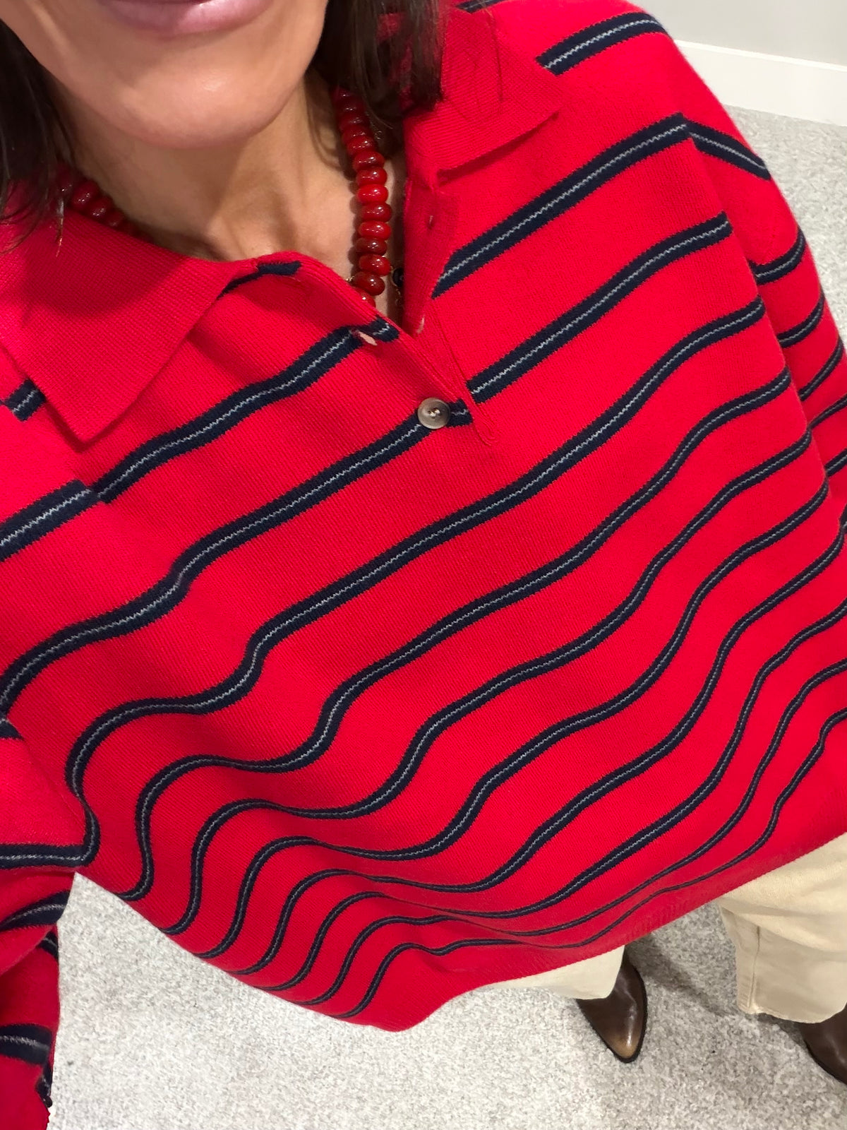 The Nora Sweater Polo | Red Striped