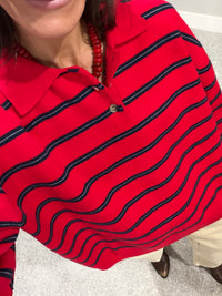 The Nora Sweater Polo | Red Striped