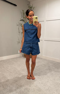 Muse Sailor Collar Denim Top