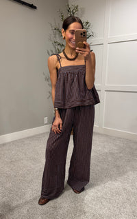 Monica Striped Set | Brown/Blue