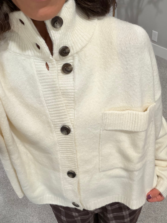 The Mabel Funnel Neck Cardigan | Cream