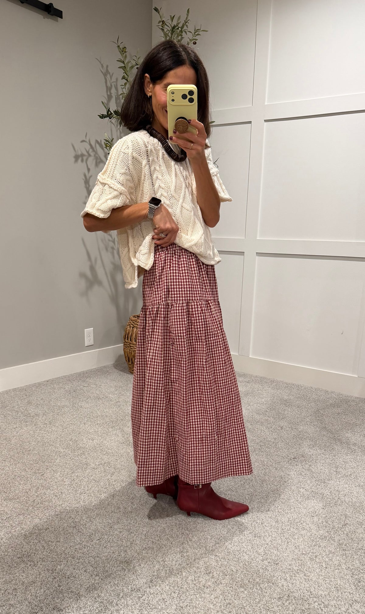 The Eloise Gingham Skirt | Red/Natural
