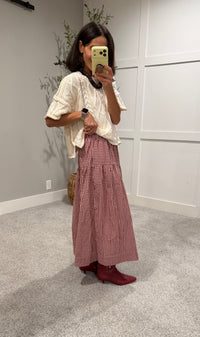 The Eloise Gingham Skirt | Red/Natural