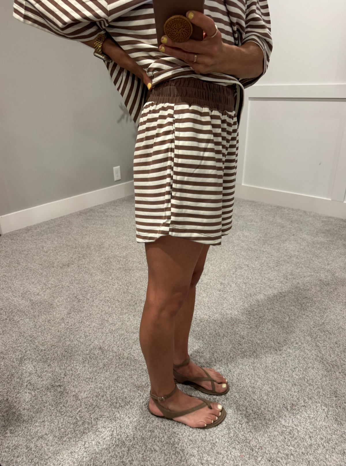 Lena Striped set | Cream/Brown