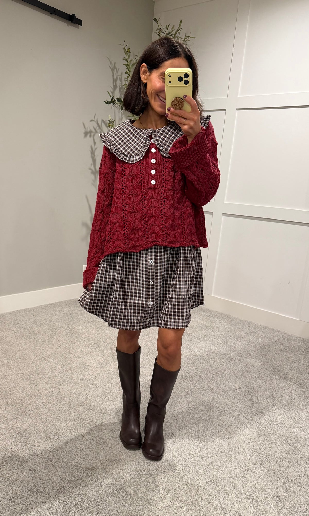 The Eloise Brown Checkered Dress