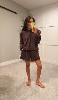 River Striped Shorts | Dark Brown/Blue
