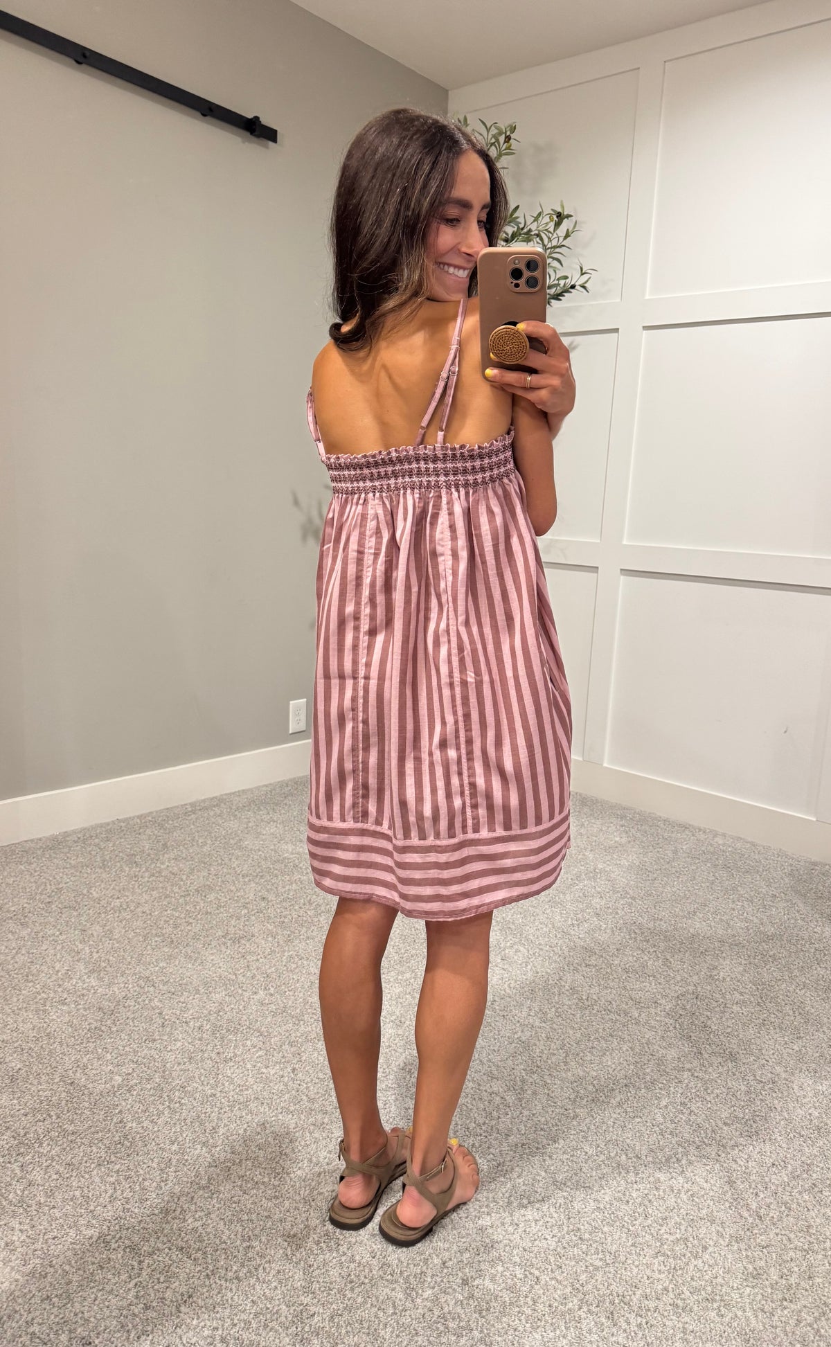 Serena Striped Cami Dress | Mauve Stripe