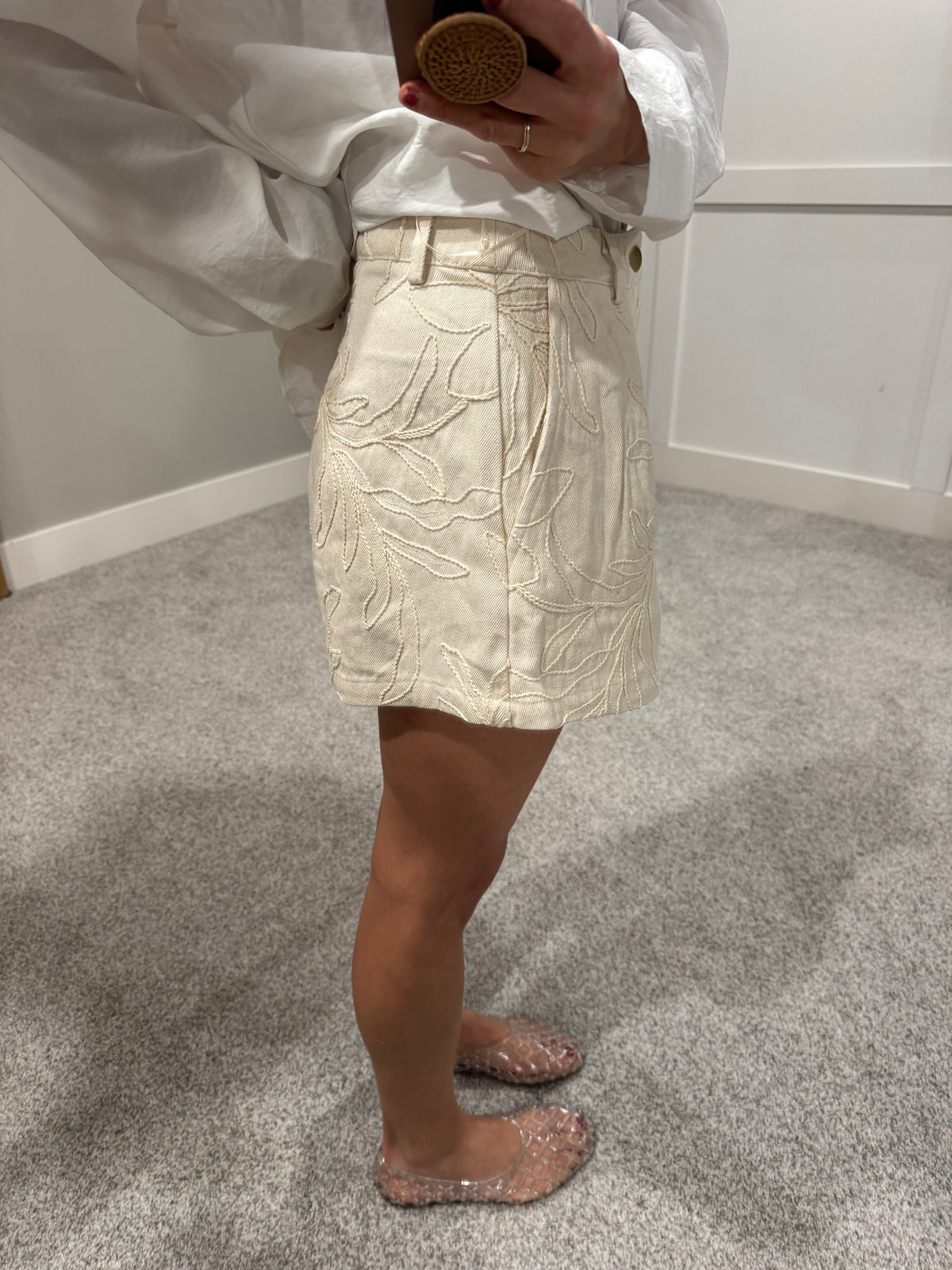 Floral Jacquard Pleated Shorts