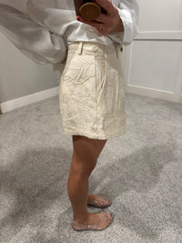 Floral Jacquard Pleated Shorts