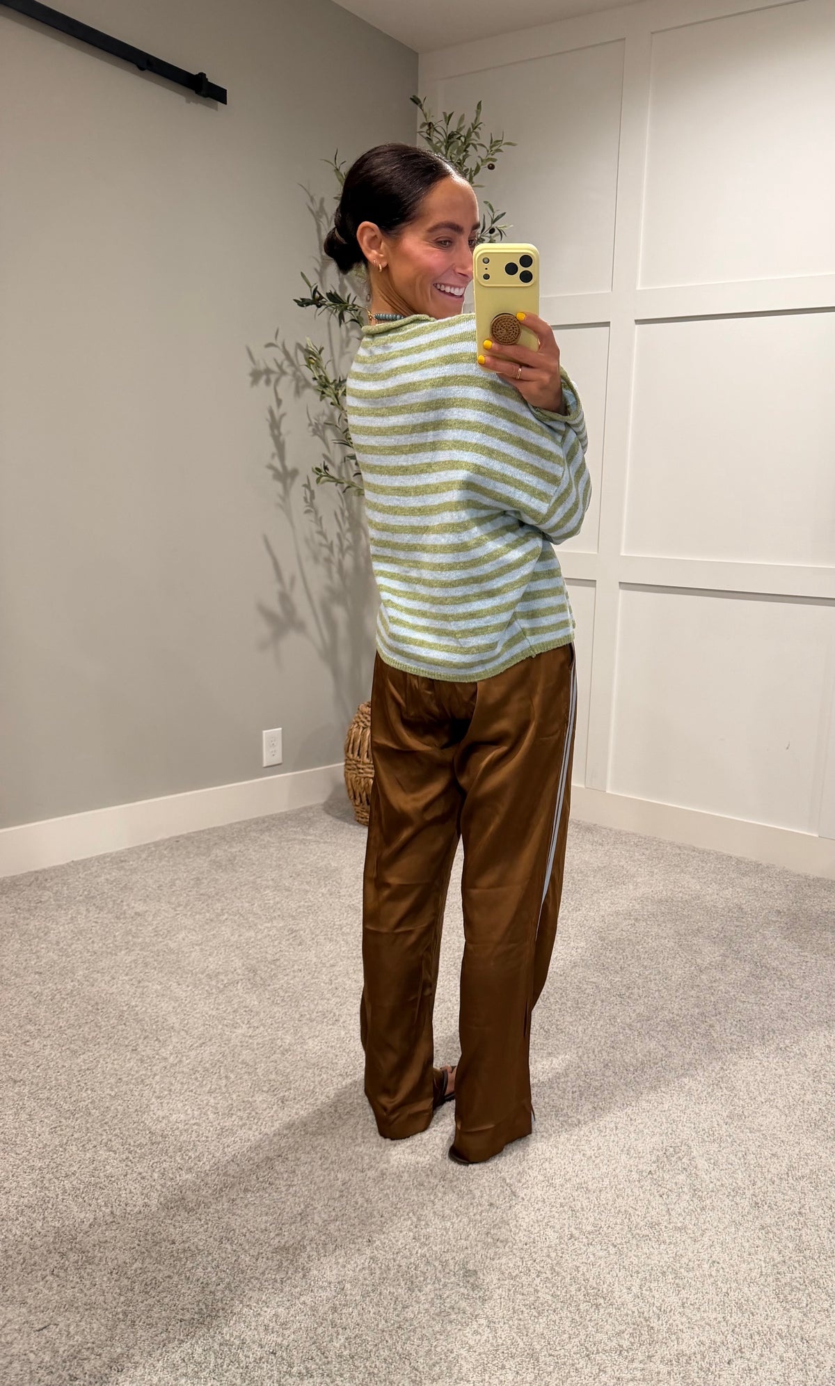 Piper Striped Cardigan | Olive/Blue