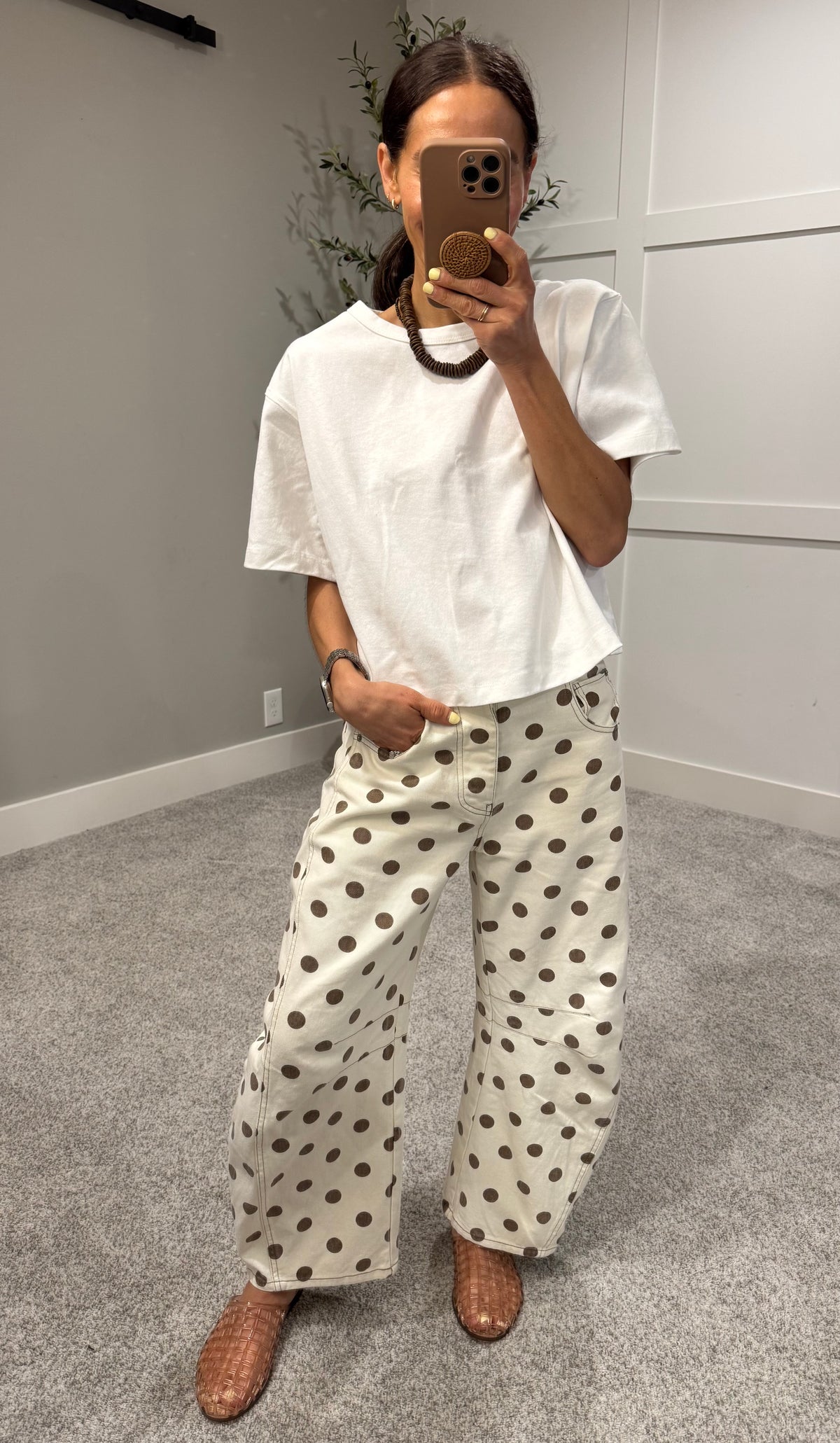 Polka Dot Barrels | Cream/Brown