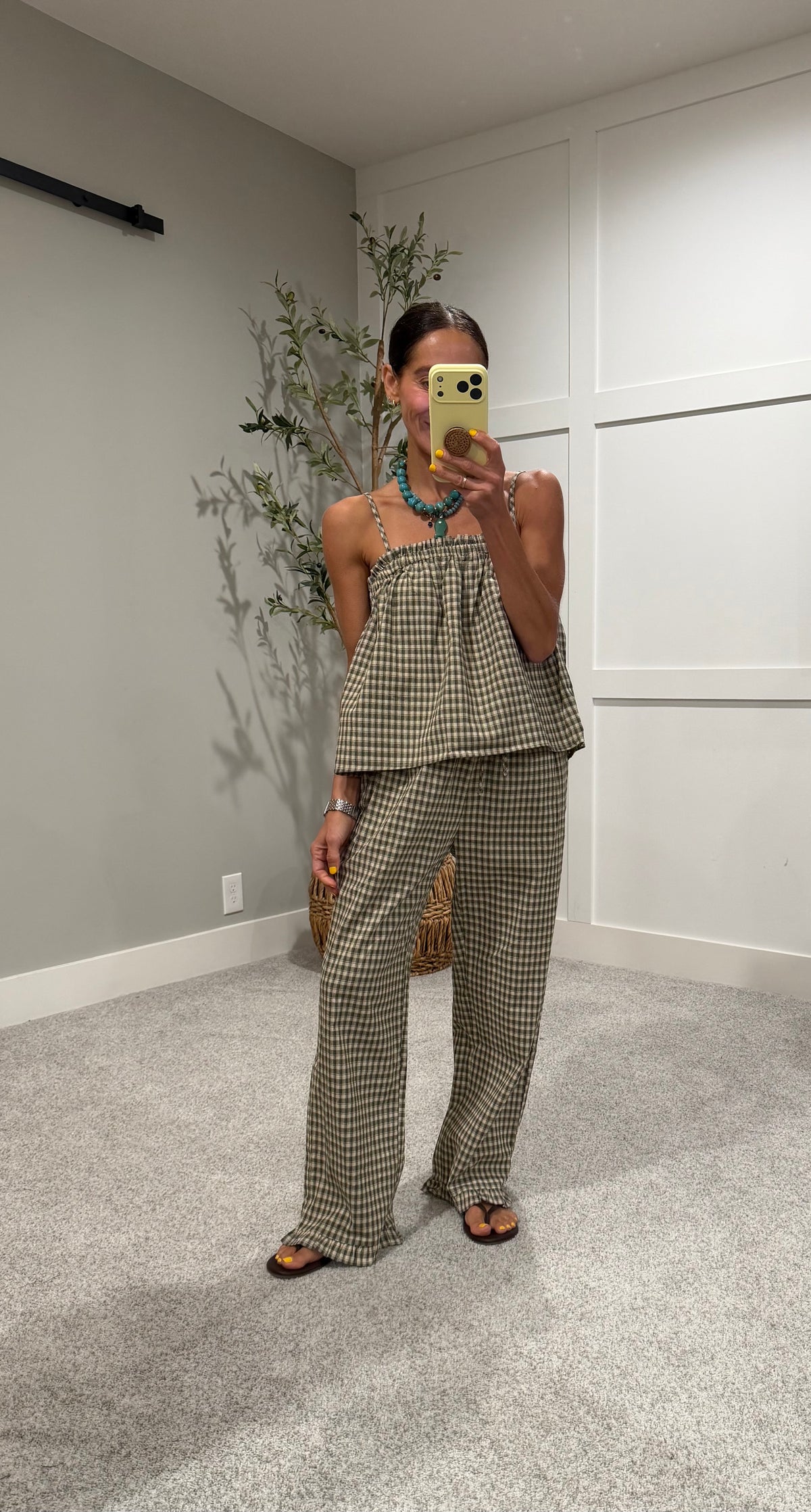 Olivia Plaid Set | Olive/Taupe