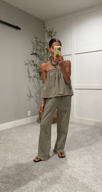 Olivia Plaid Set | Olive/Taupe