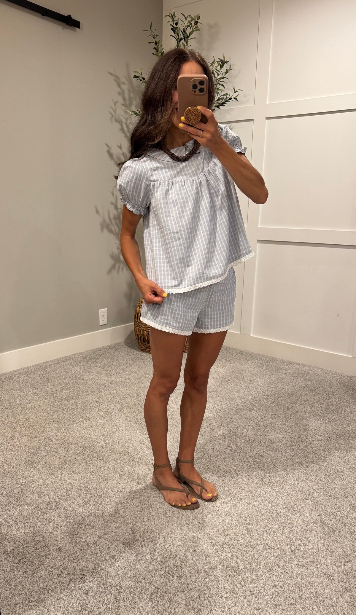 Anastasia Plaid Set | Dusty Blue/Grey