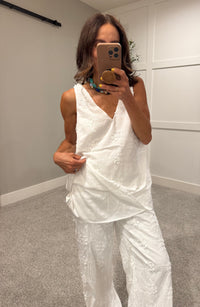 Ada Embroidered White Set