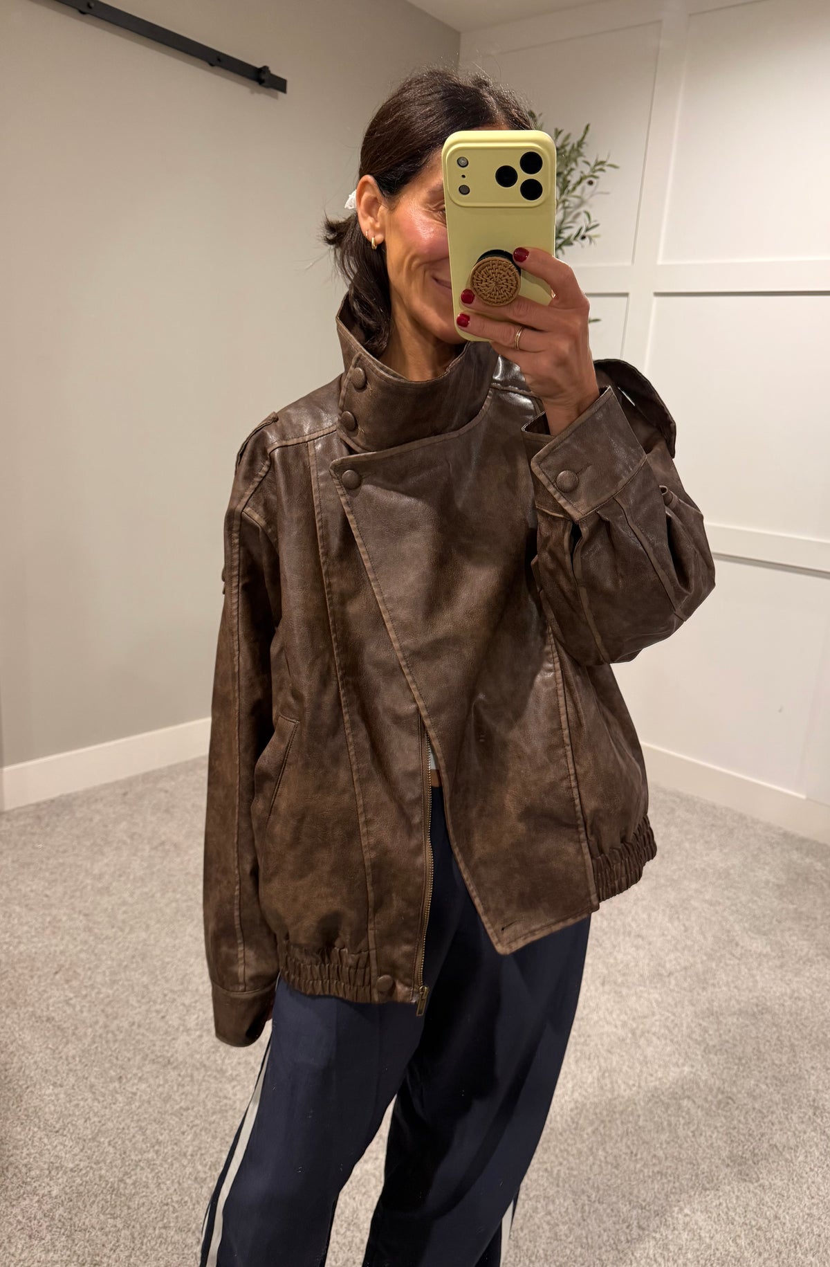 Vegan Leather Jacket | Vintage Brown