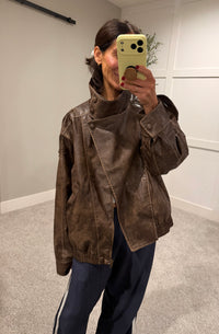 Vegan Leather Jacket | Vintage Brown