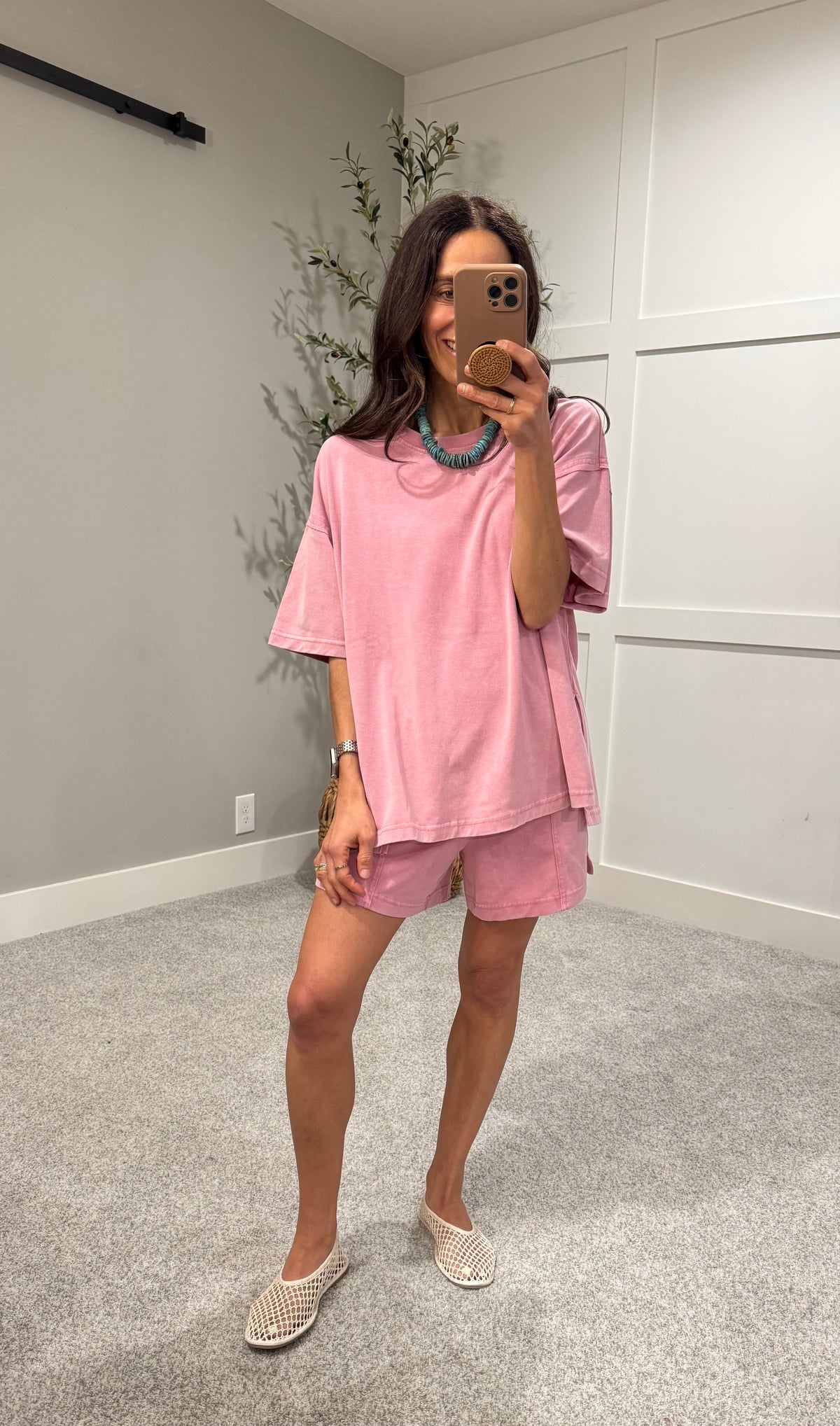 Everday Oversized Tee & Shorts SET | Rose