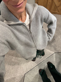 Two Way Zip Sweater Jacket | Grey
