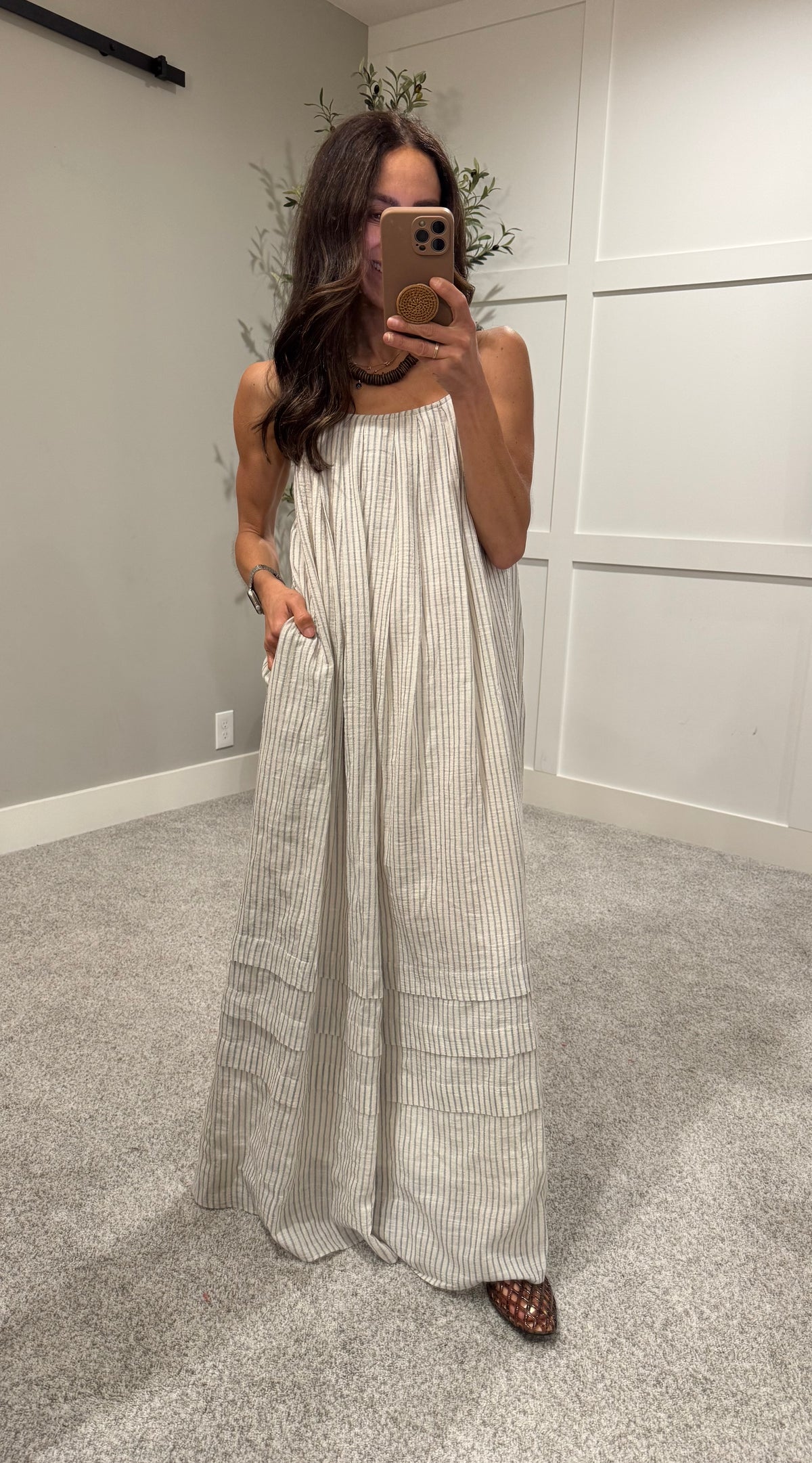 Coco Cotton Dress | Striped Natural