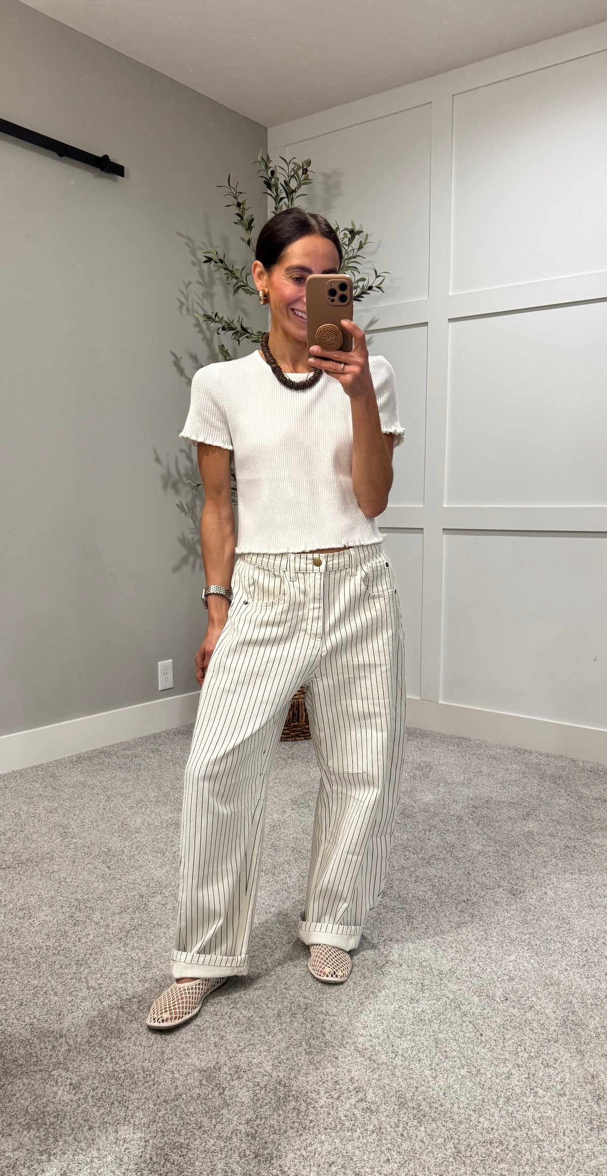 Pinstripe Barrel | Off White/Black