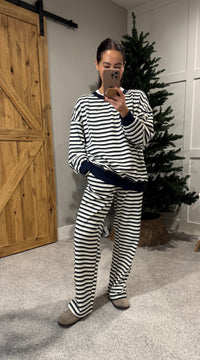 Crew Navy Striped Sweatpants