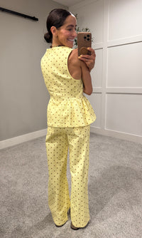 Amelia Denim Polka Dot Set | Yellow