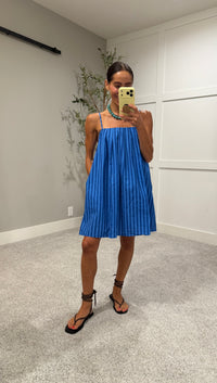 Candy Stripe Babydoll Mini Dress  | Blue Stripe