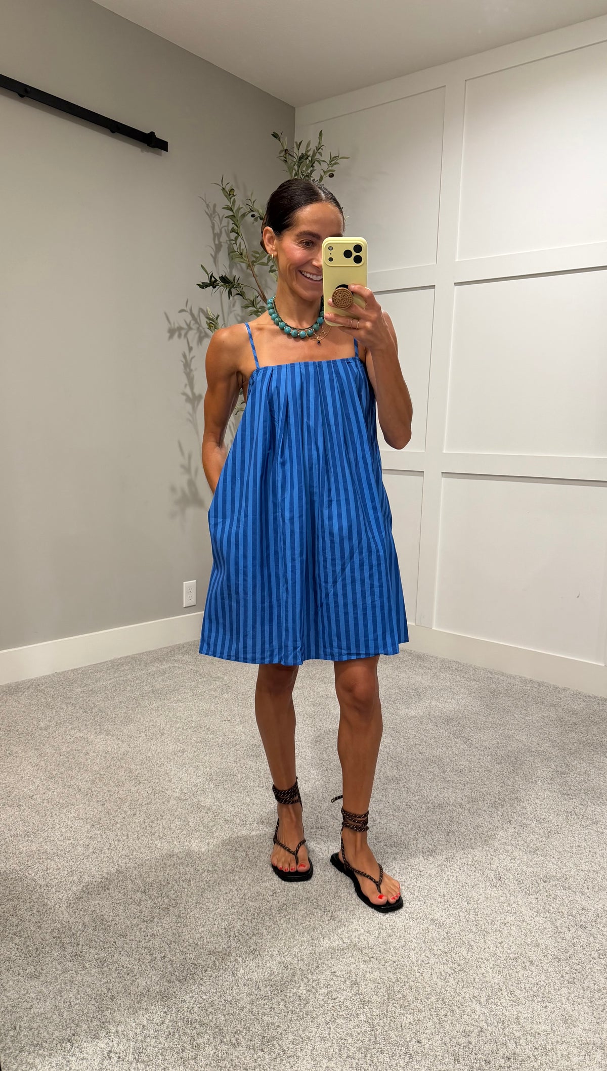Candy Stripe Babydoll Mini Dress  | Blue Stripe