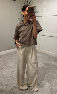 Pleated Wide Leg Pants | Oatmeal