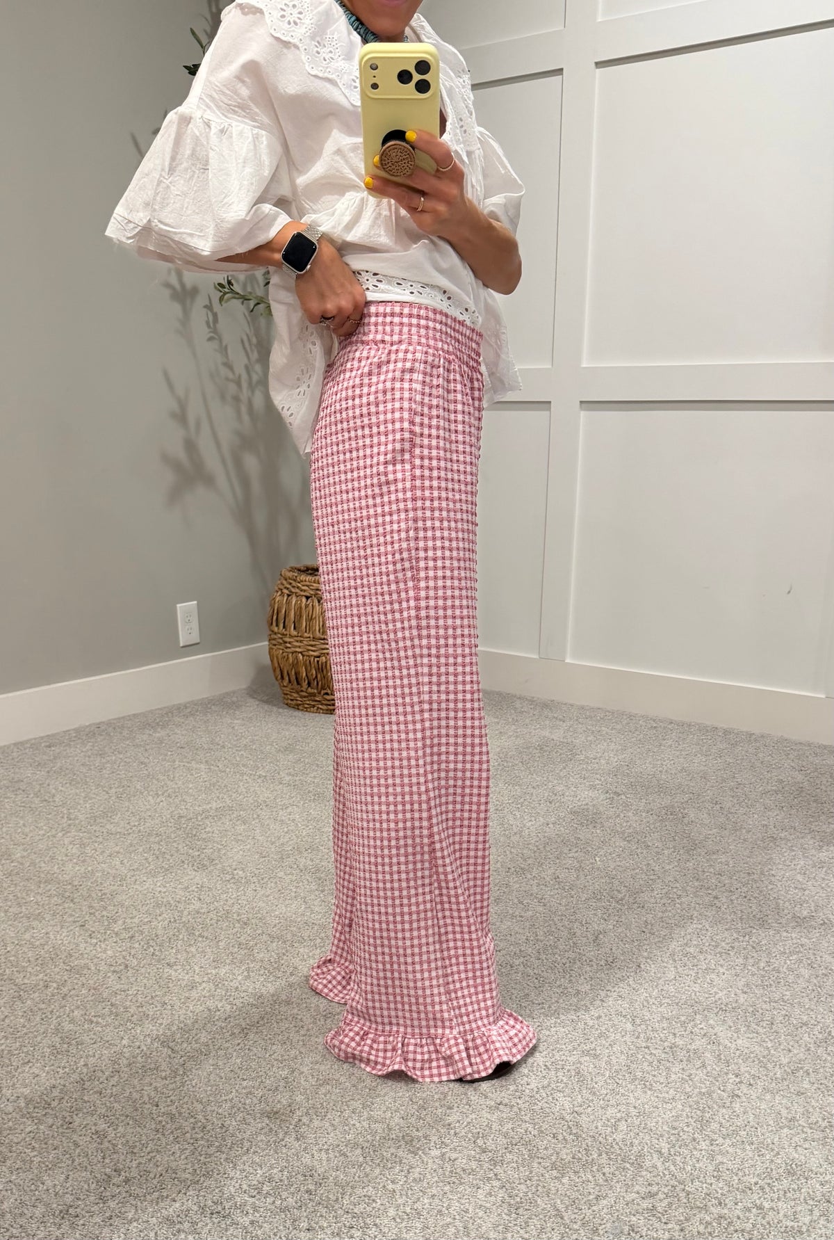 Remi Gingham Pants | Mauve